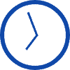 A graphic of an analogue clock indicating working late