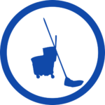 A professional mop and bucket representing Janitorial Services.